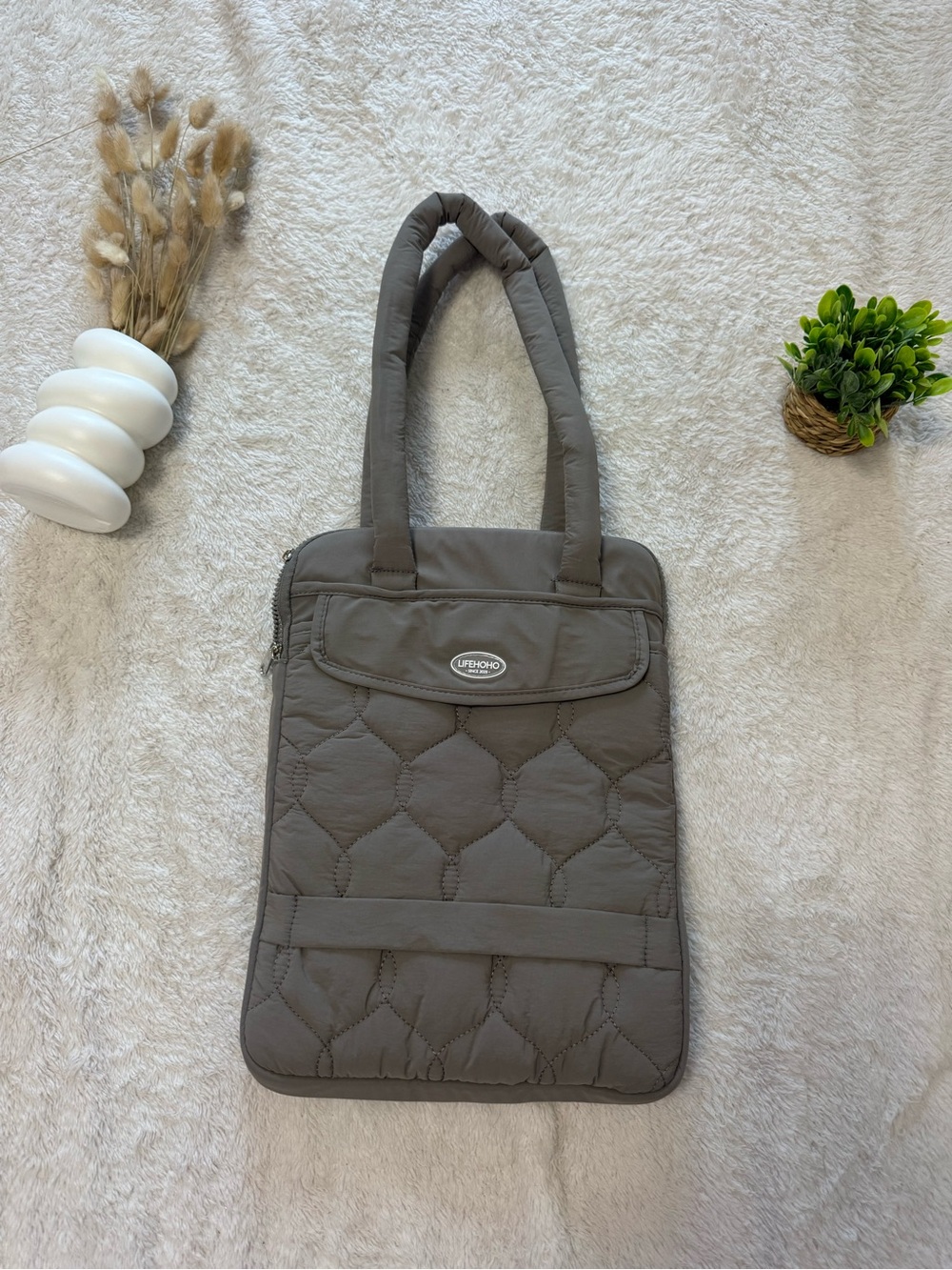 New LIFEHOHO Gray Padded Laptop Tote Bag